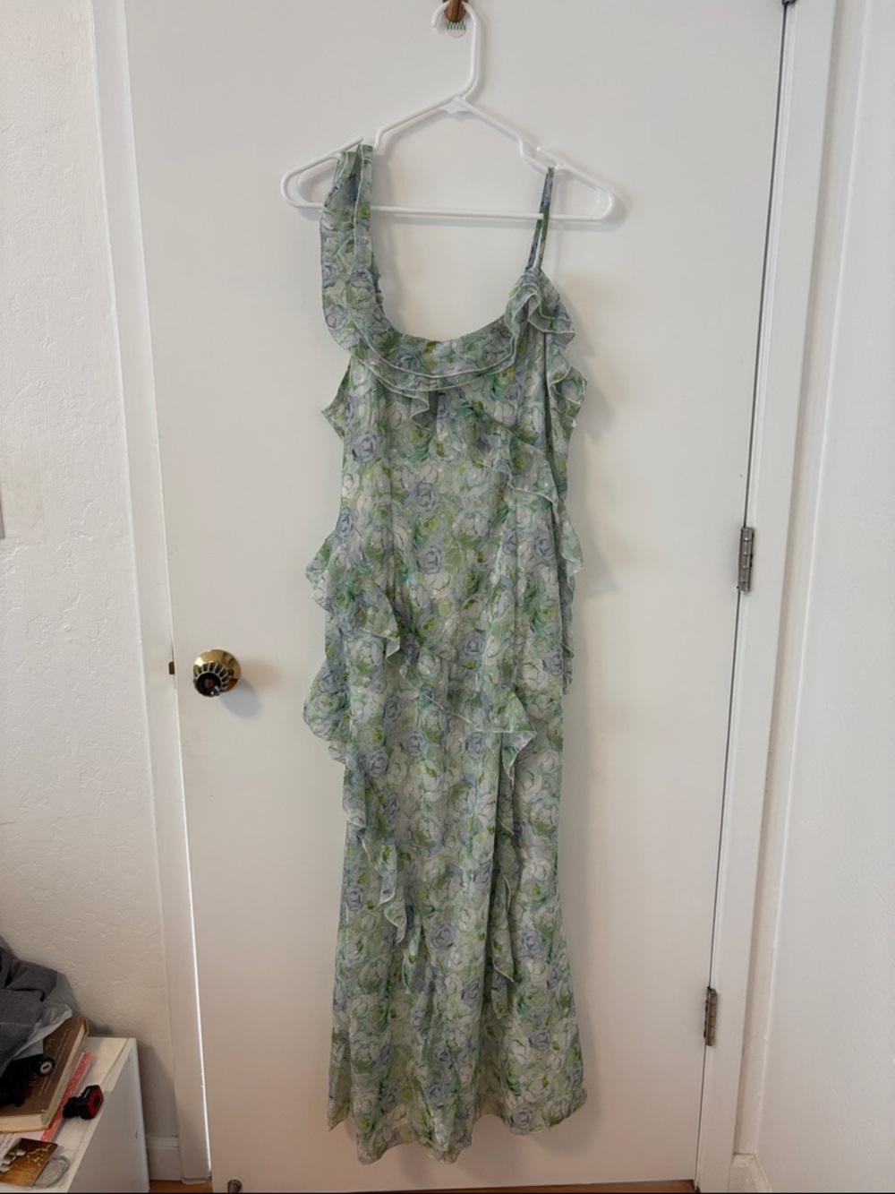 Light Green Ruffled Floral Maxi Dress